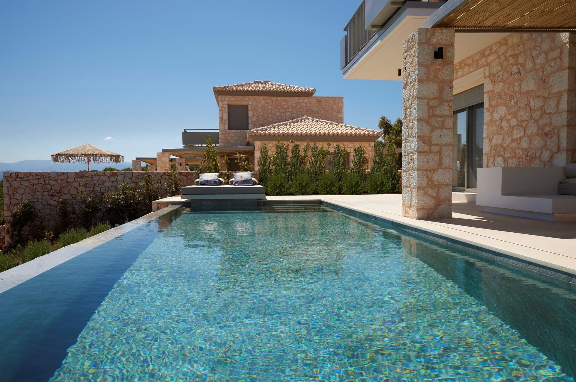 Two-bedroom, two-bathroom villa with private heated pool and panoramic sea views
